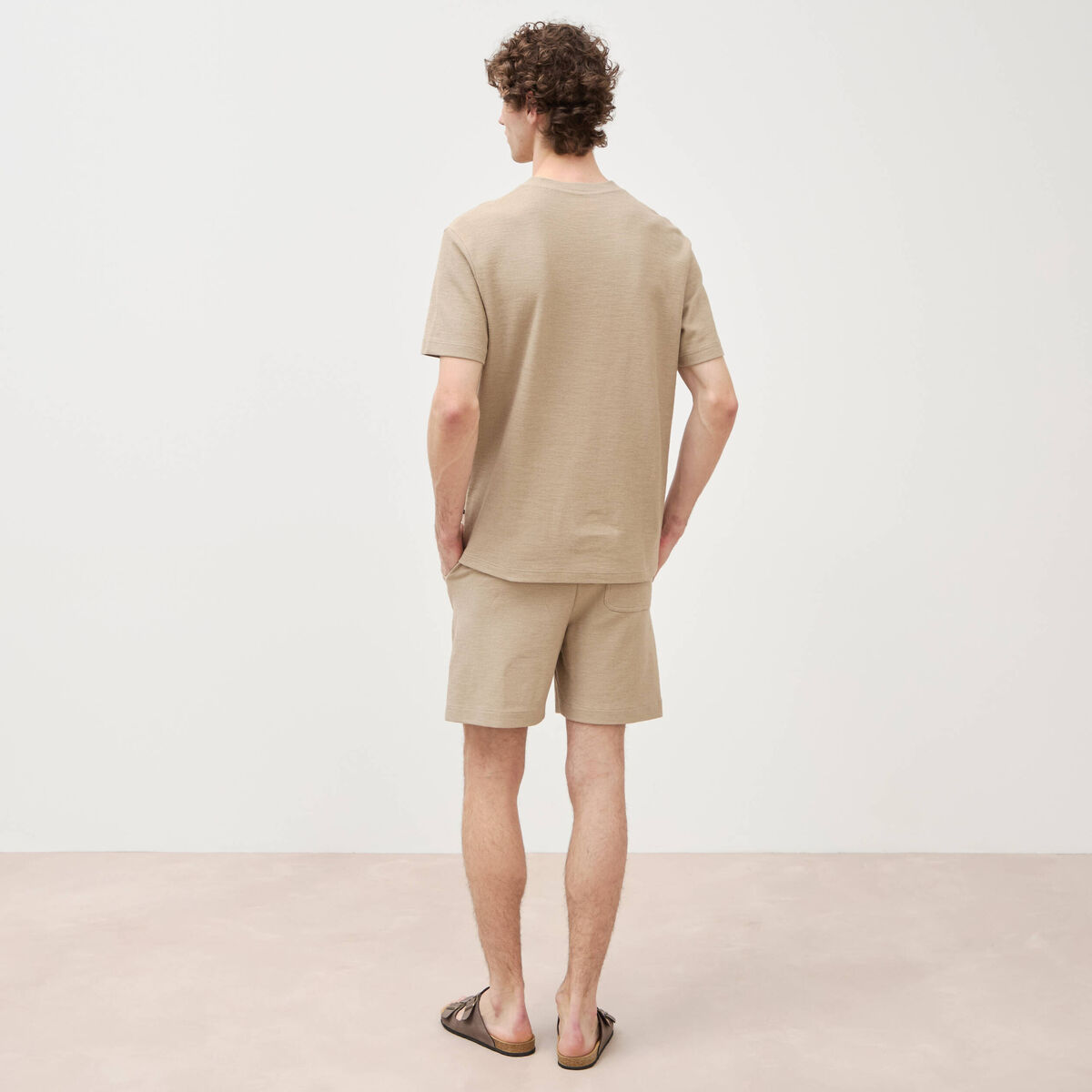 T-shirt manches courtes beige homme