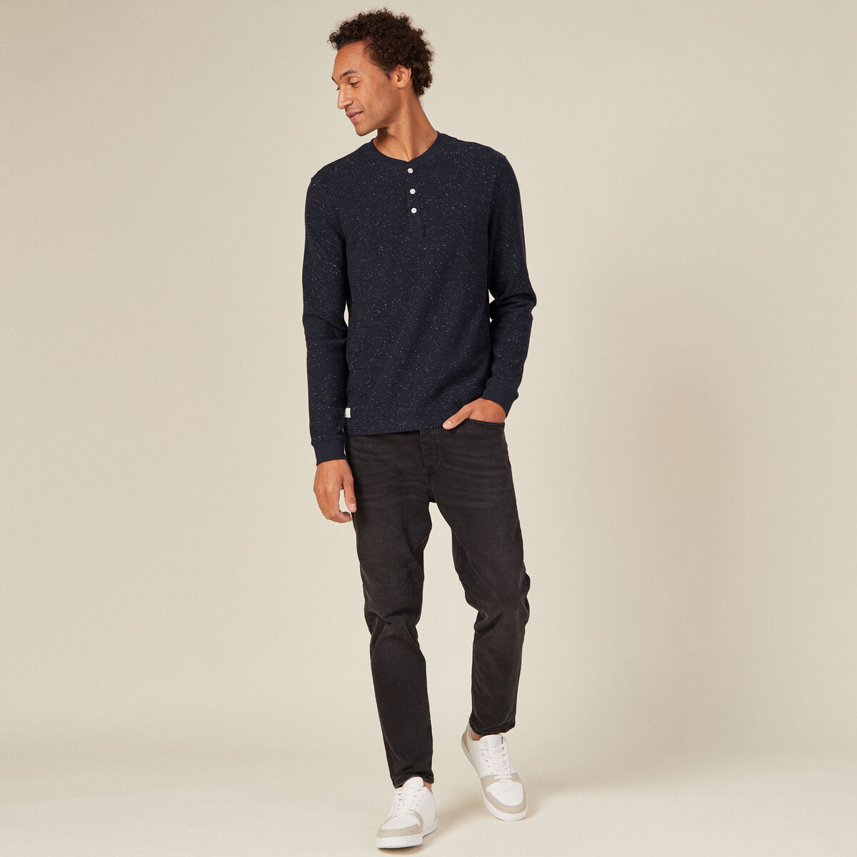 T-shirt manches longues bleu marine homme