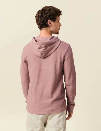 T-shirt &agrave; capuche vieux rose homme