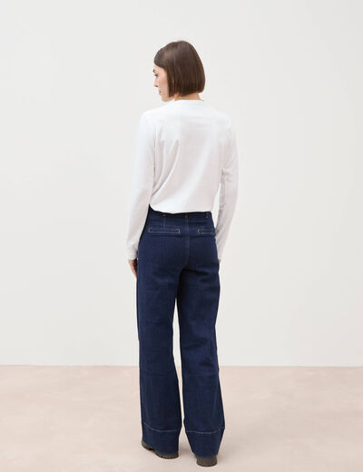 Jeans wide large taille haute denim brut rinse femme