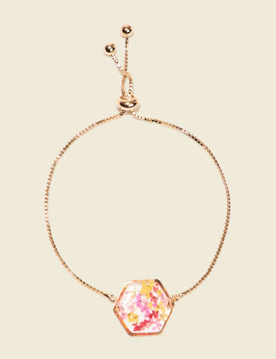 Bracelet résine fleurs séchées rose femme