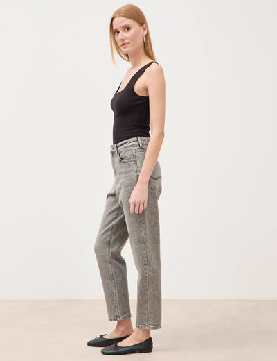 Jeans mom 7/8&egrave;me denim gris femme