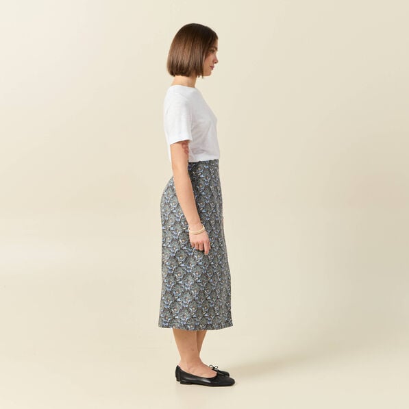 jupe midi droite bleu marine femme Jupe midi droite bleu marine femme