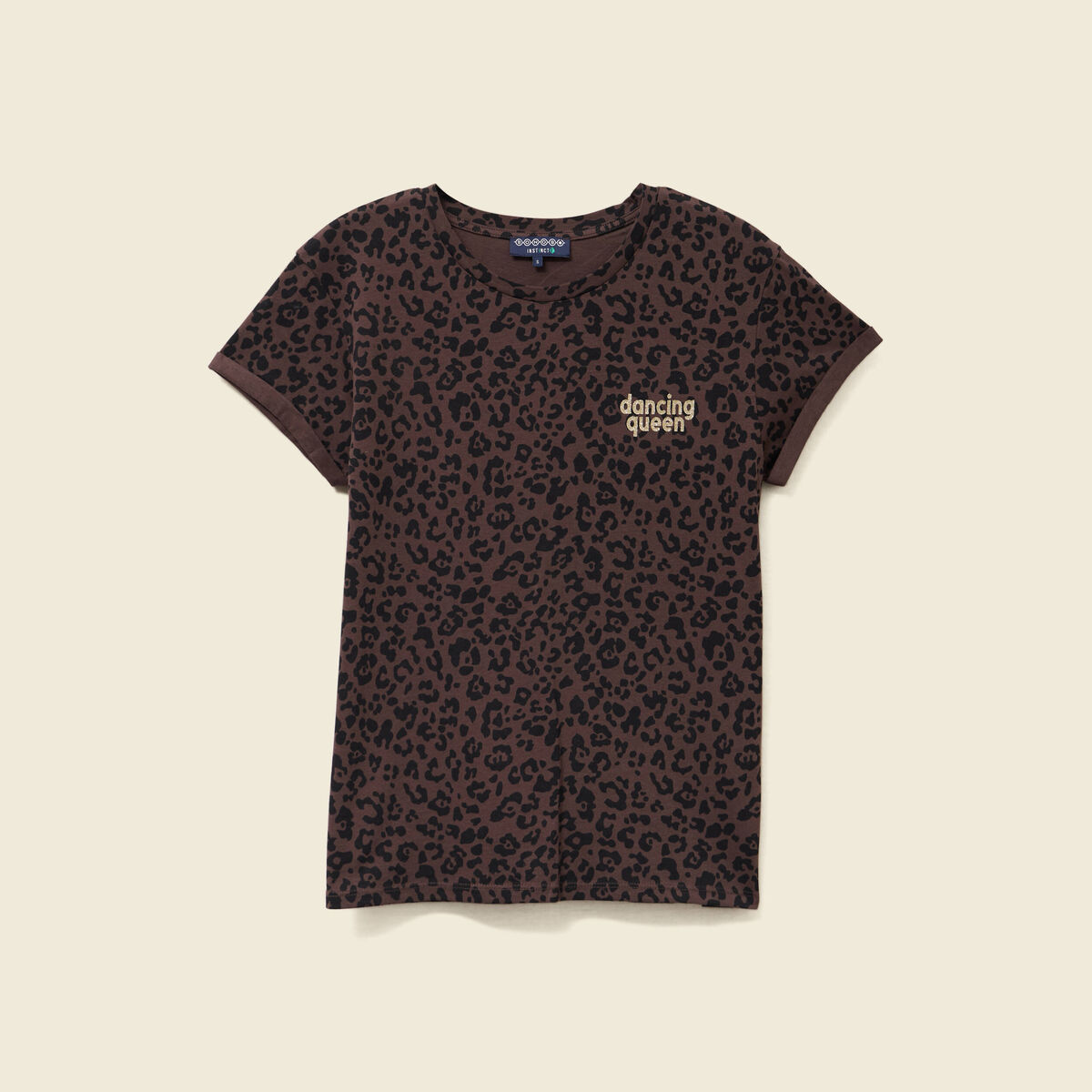 T-shirt manches courtes marron foncé femme