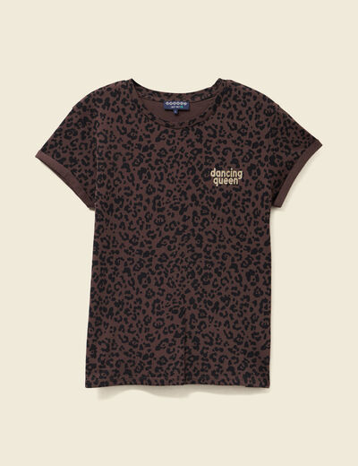 T-shirt manches courtes marron foncé femme