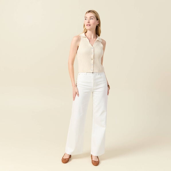 debardeur tricot sans manches creme femme Débardeur tricot sans manches creme femme