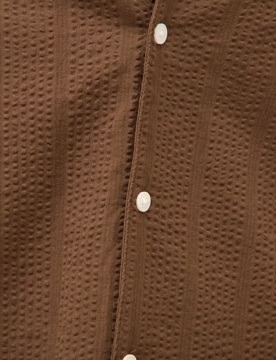 Chemise manches courtes col tailleur taupe homme