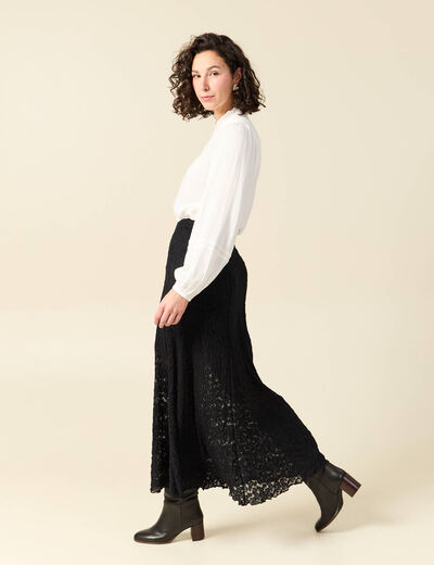 Jupe longue &eacute;vas&eacute;e doubl&eacute;e noir femme