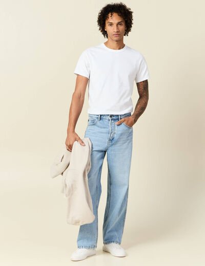 Jeans loose 5 poches denim snow bleach homme
