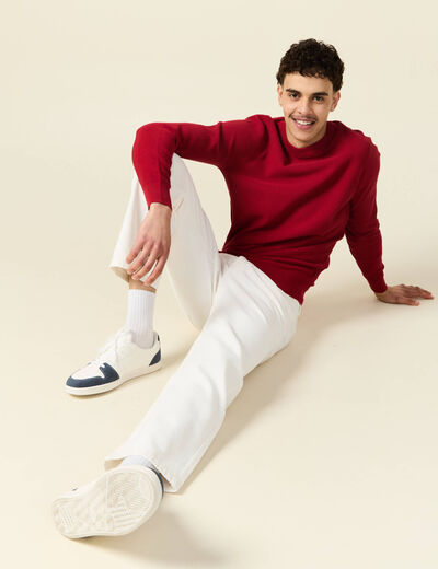 Pull éco-responsable rouge foncé homme