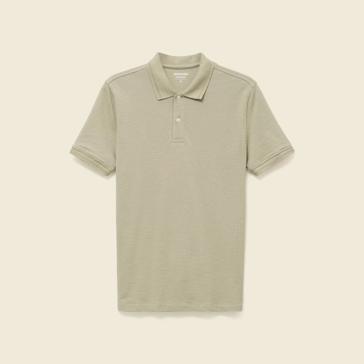 Polo cintré manches courtes en coton vert kaki homme