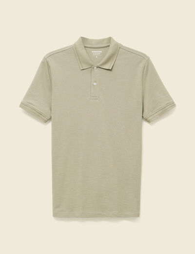 Polo cintré manches courtes en coton vert kaki homme
