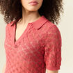 Pull manches courtes ajouré rouge femme