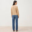 Pull col tunisien manches longues marron clair femme