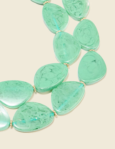 Collier perles plates vert pastel femme