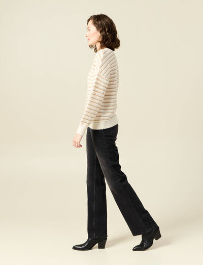 Pull manches longues ecru femme