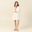 Robe évasée manches 3/4 ecru femme
