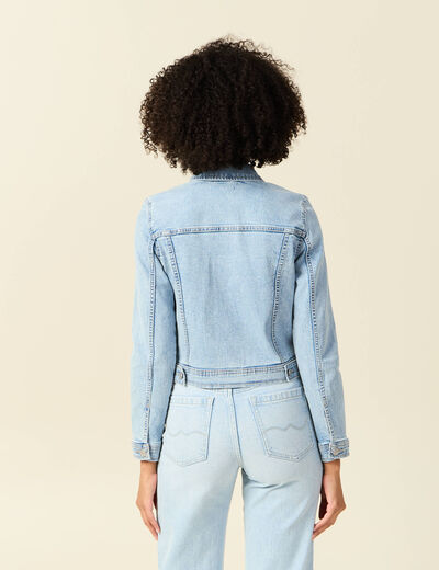 Blouson en jean denim bleach femme