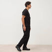 T-shirt col mao manches courtes en coton noir homme
