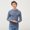 Pull col rond bleu gris homme