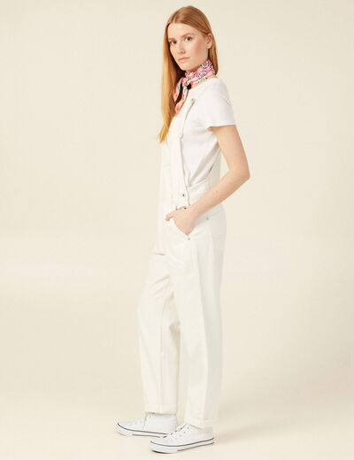 Salopette droite denim blanc femme