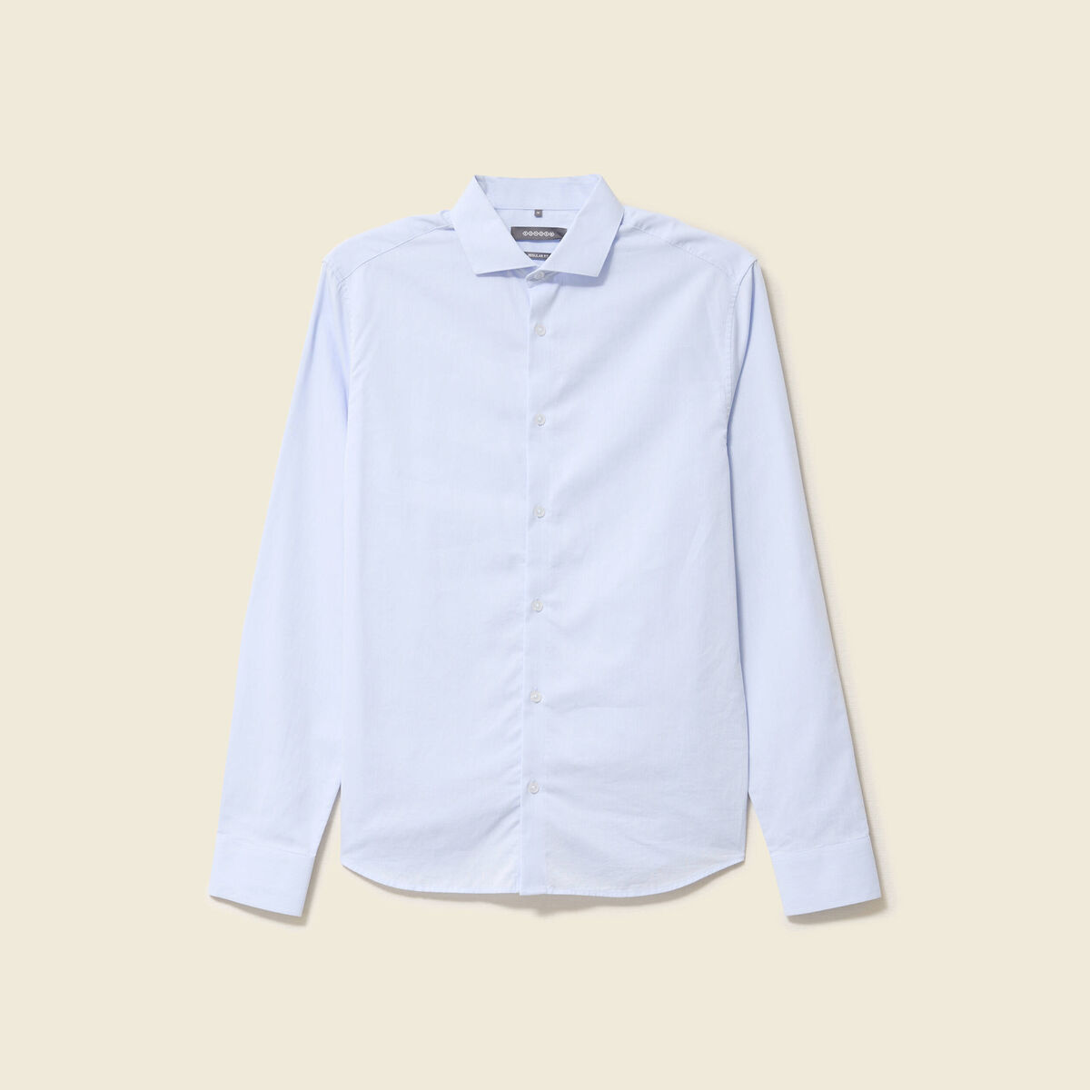 Chemise droite courte col italien bleu ciel homme