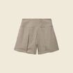 Short pliss&eacute; taille haute fluide marron femme