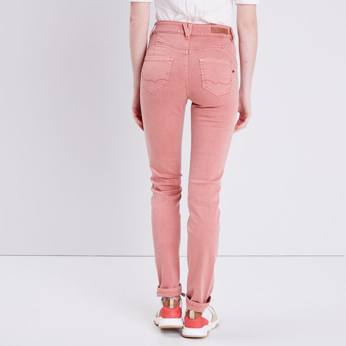 Pantalon slim effet push up rose poudrée femme