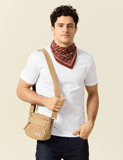 T-shirt ajust&eacute; col rond manches courtes blanc homme