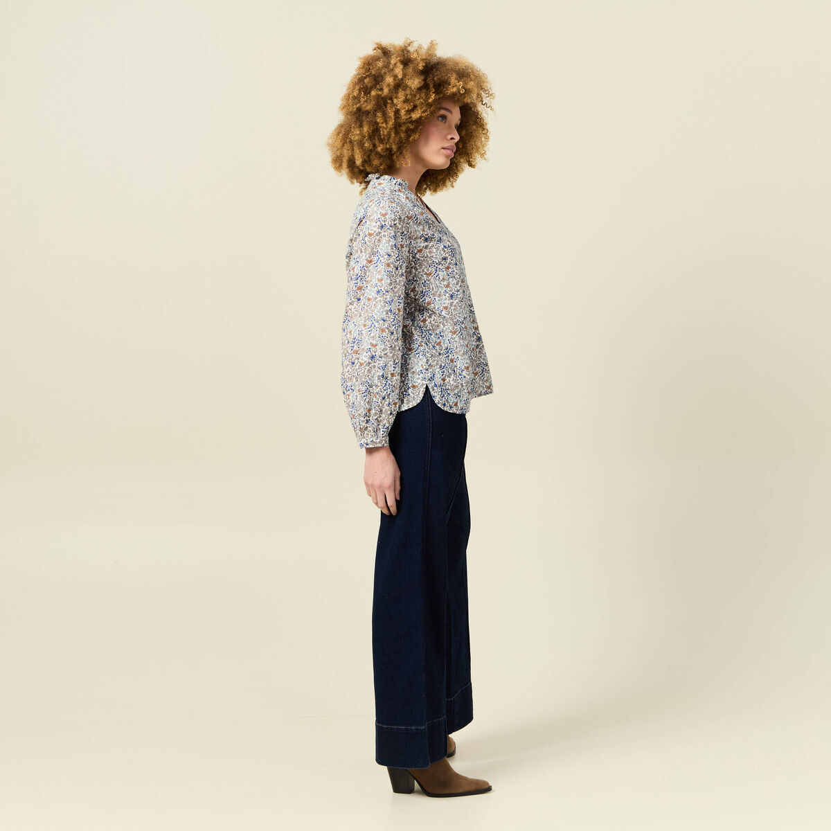Blouse manches longues bleu clair femme