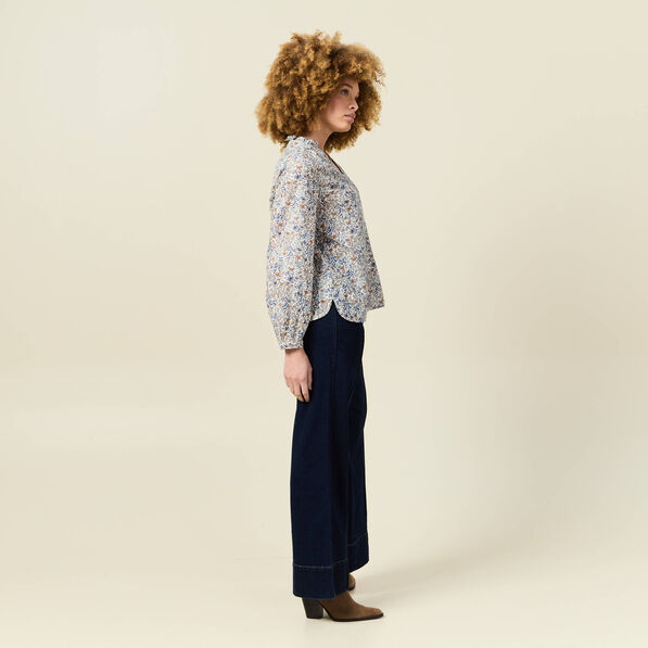 Blouse manches longues bleu clair femme