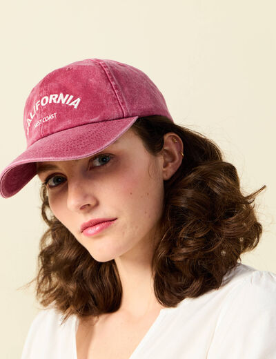 Casquette en jean vieux rose femme