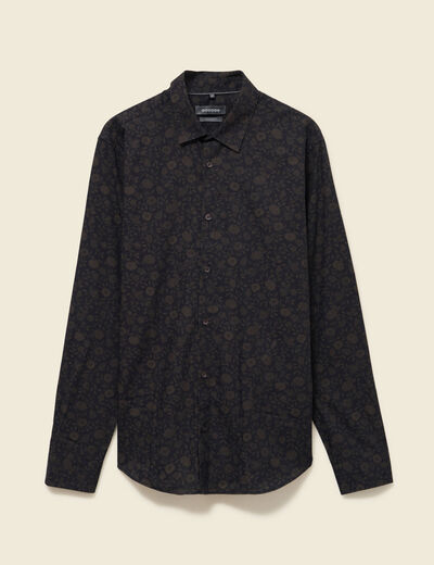 Chemise manches longues en coton noir homme