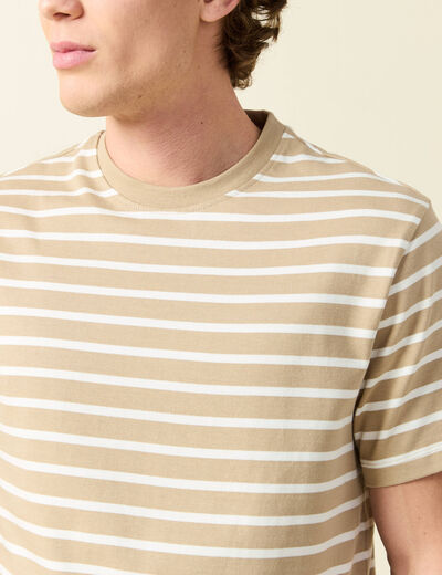 T-shirt en coton manches courtes beige homme