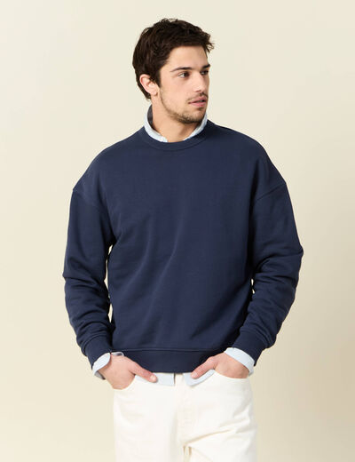 Sweat manches longues bleu marine homme