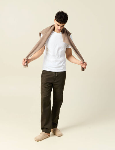 Pantalon chino vert kaki homme