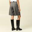 Bermuda large taille haute gris femme