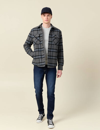 Veste surchemise droite bleu gris homme