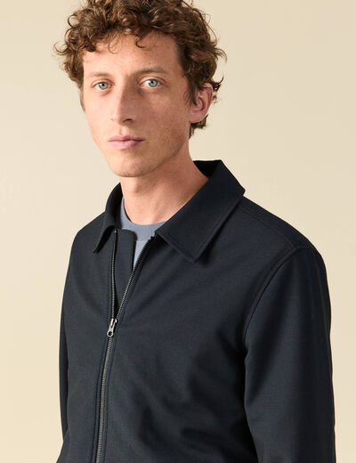 Blouson manches longues col classique bleu marine homme