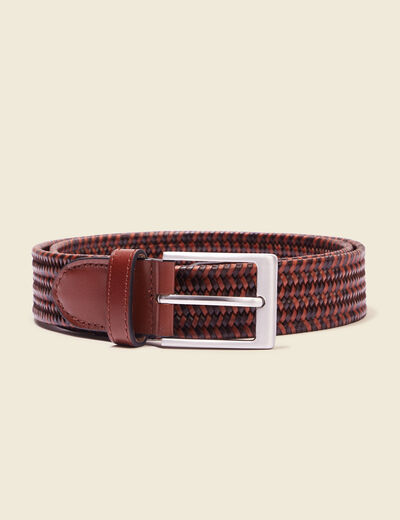 Ceinture tress&eacute;e marron homme
