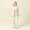 Pantalon large taille haute en velours creme femme