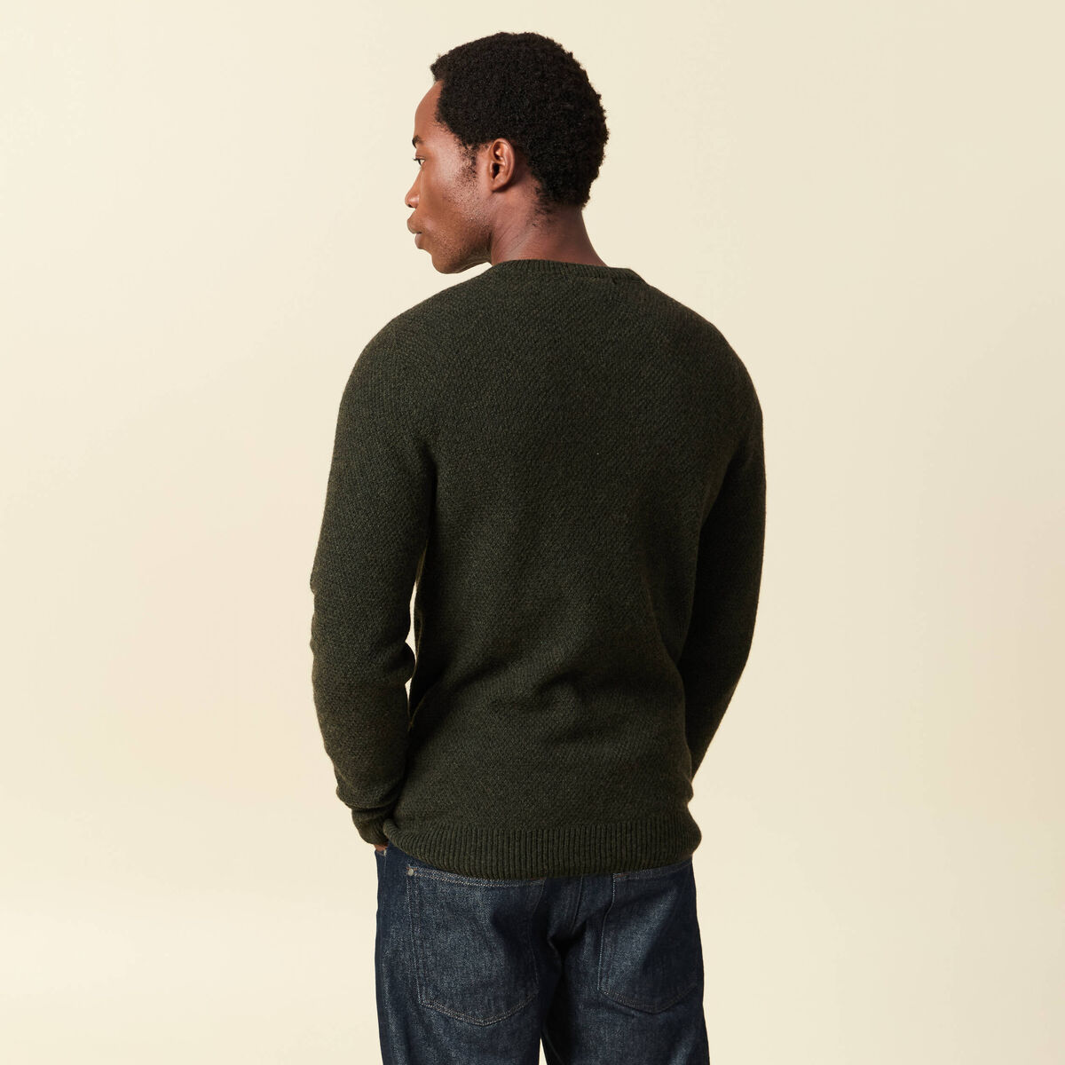 Pull manches longues fabriqu&eacute; en France vert kaki homme