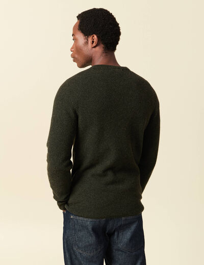 Pull manches longues fabriqu&eacute; en France vert kaki homme
