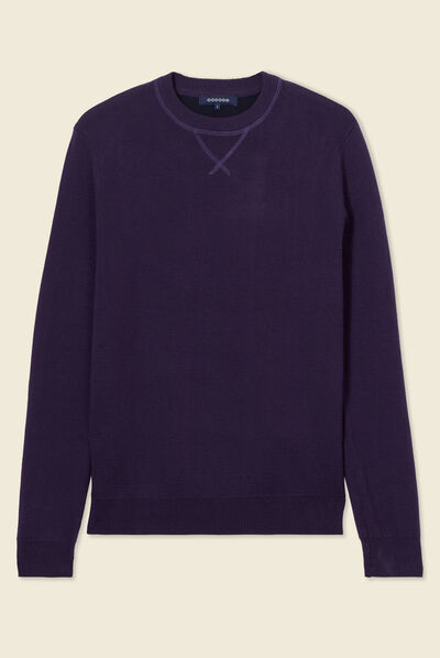 Pull manches longues violet fluo homme