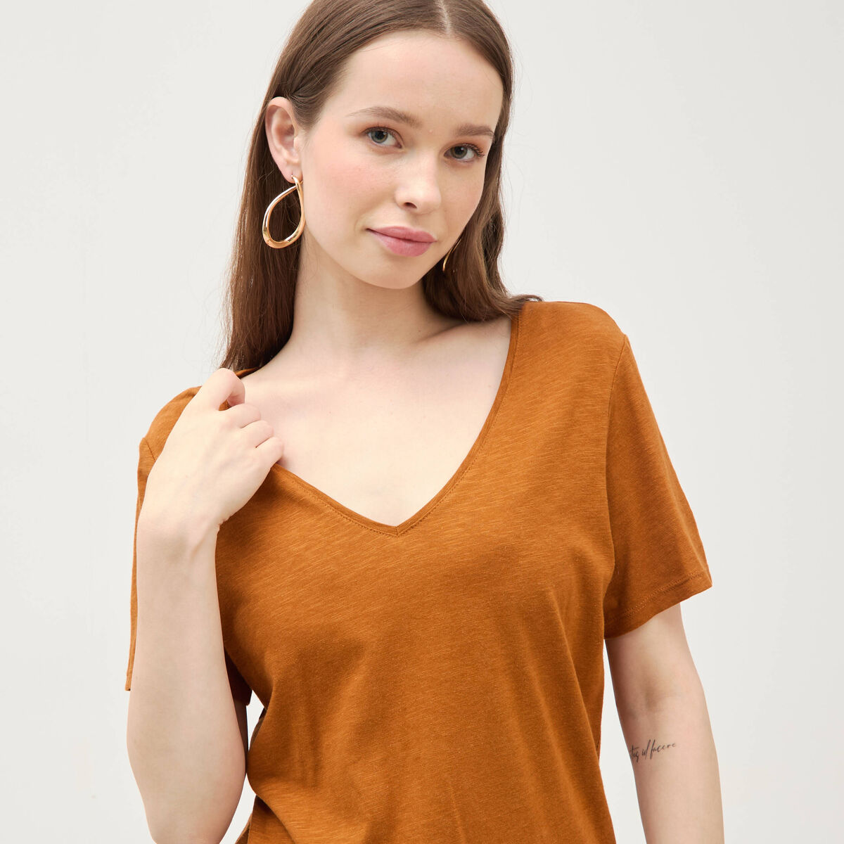 T-shirt manches courtes camel femme