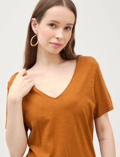 T-shirt manches courtes camel femme