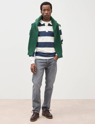 Jeans straight longueur 32 en coton bleu gris homme