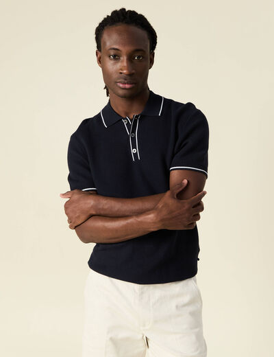 Polo manches courtes bleu marine homme