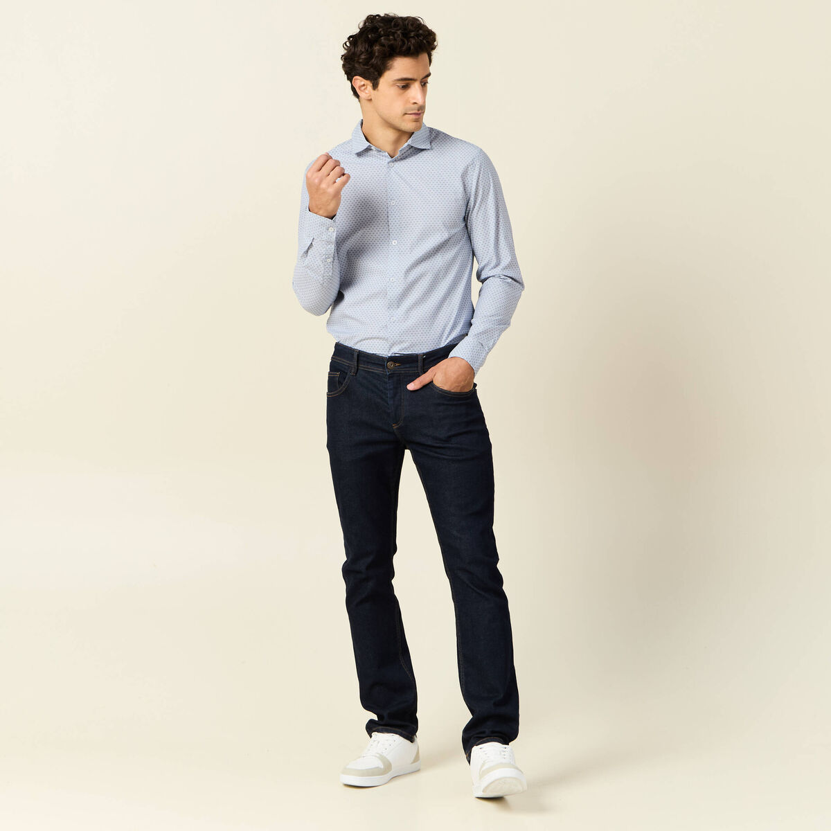 Chemise manches longues bleu homme