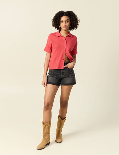 Polo éco-responsable rouge femme